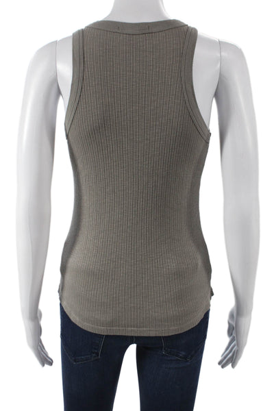 Sundry Women Sleeveless Basic Tank Gray Polyester Blend Round Neck Size 1