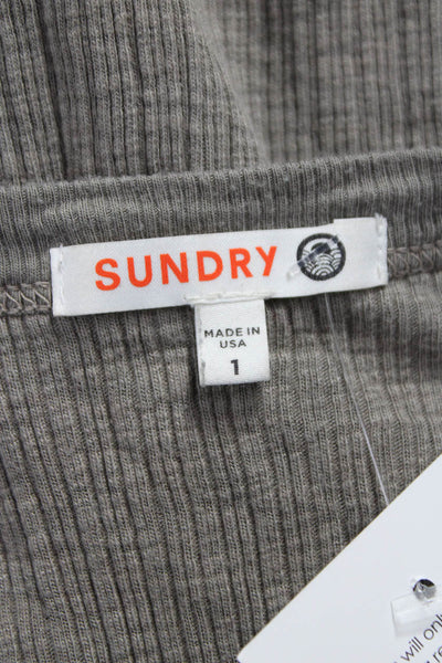 Sundry Women Sleeveless Basic Tank Gray Polyester Blend Round Neck Size 1