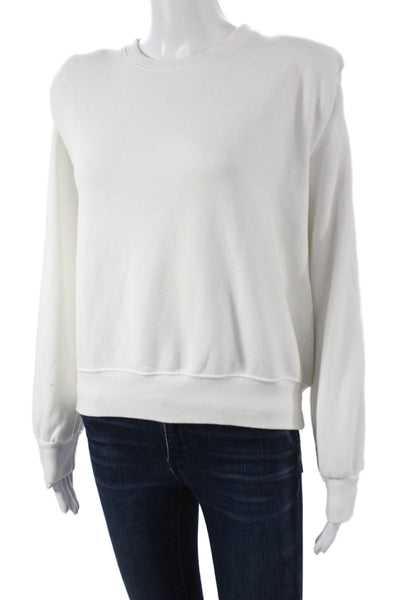 Sundry Womens Pullover Sweatshirt White Cotton Blend Crew Neck Size 1