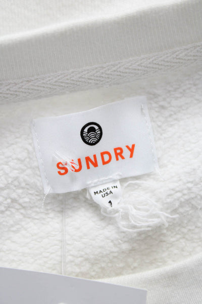 Sundry Womens Pullover Sweatshirt White Cotton Blend Crew Neck Size 1
