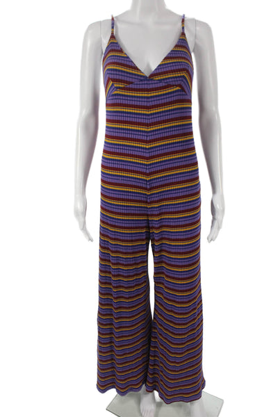 Sundry Womens Striped Multicolor V Neck Sleeveless Jumpsuit Size 1