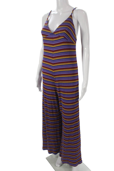 Sundry Womens Striped Multicolor V Neck Sleeveless Jumpsuit Size 1