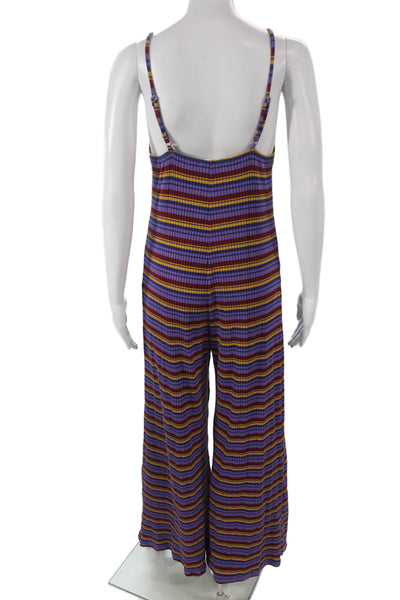 Sundry Womens Striped Multicolor V Neck Sleeveless Jumpsuit Size 1