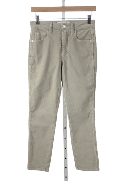 Amo Womens Corduroy Ankle Pants Beige Button Size 26