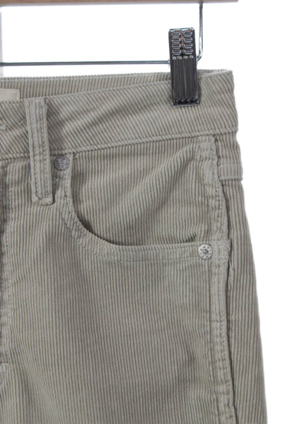 Amo Womens Corduroy Ankle Pants Beige Button Size 26