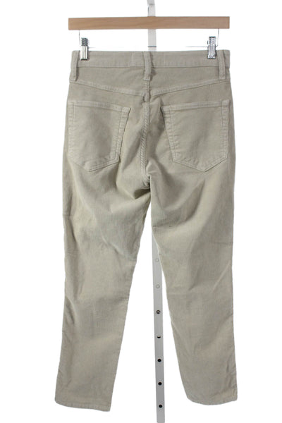 Amo Womens Corduroy Ankle Pants Beige Button Size 26
