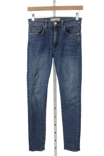 CQY Women Skinny Mid-Rise Blue Cotton Jeans Size 26