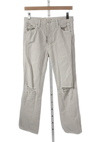Amo Womens Straight Beige Denim Jeans Button Closure Size 26