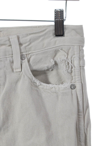 Amo Womens Straight Beige Denim Jeans Button Closure Size 26