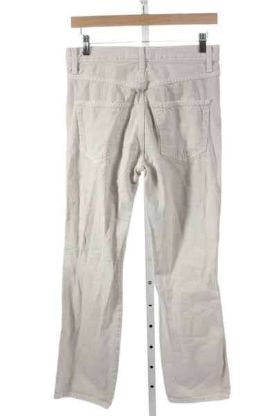 Amo Womens Straight Beige Denim Jeans Button Closure Size 26