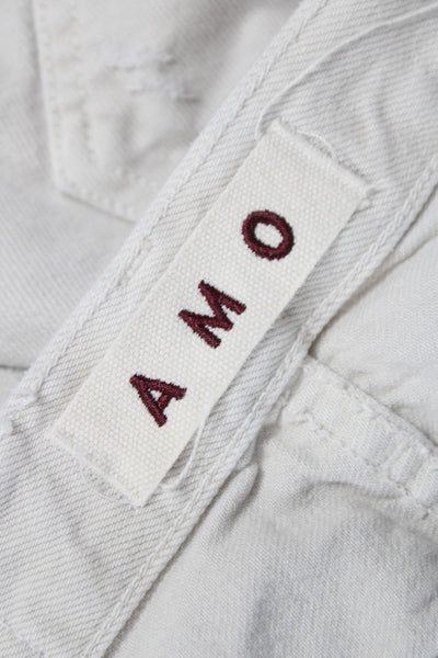 Amo Womens Straight Beige Denim Jeans Button Closure Size 26