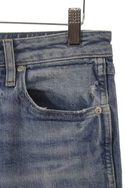Amo Women Straight Jeans Blue Mid Rise Cotton Button Fly Size 24