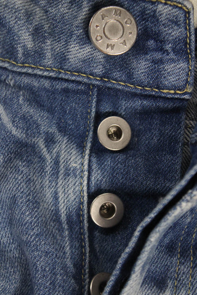 Amo Women Straight Jeans Blue Mid Rise Cotton Button Fly Size 24