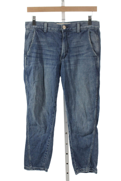 Amo Women Slouchy Jeans Blue Mid Rise Cotton Blend Size 25