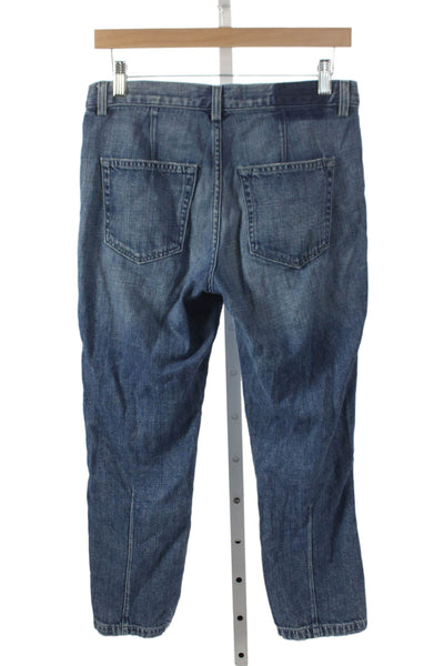 Amo Women Slouchy Jeans Blue Mid Rise Cotton Blend Size 25
