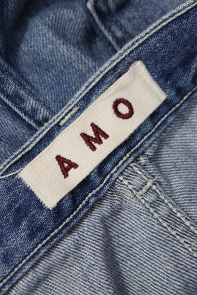 Amo Women Slouchy Jeans Blue Mid Rise Cotton Blend Size 25