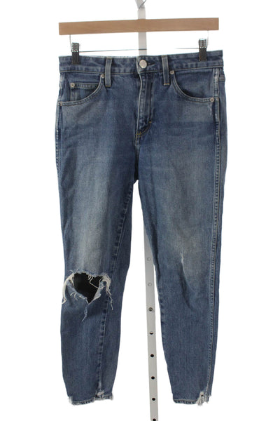 Amo Women Cropped Blue Mid Rise Jeans Cotton Blend Size 27