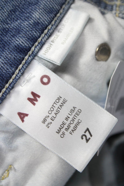 Amo Women Cropped Blue Mid Rise Jeans Cotton Blend Size 27