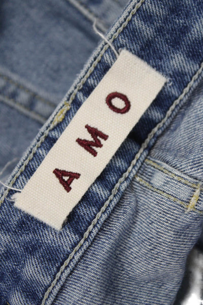 Amo Women Cropped Blue Mid Rise Jeans Cotton Blend Size 27