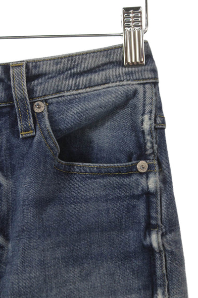 Amo Womens Cropped Blue Jeans Mid Rise Button Cotton Size 25
