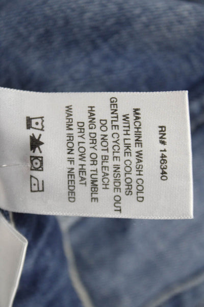 Amo Womens Cropped Blue Jeans Mid Rise Button Cotton Size 25