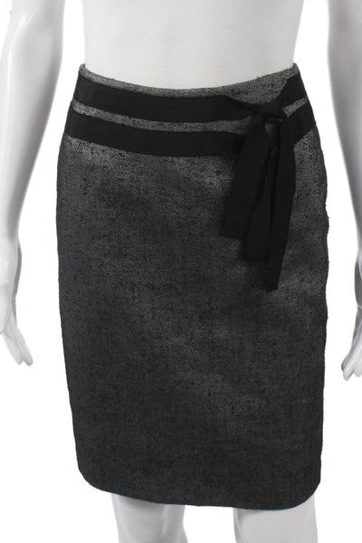 Escada Womens Gray Silk Mini Straight Pencil Skirt Zip Size 32
