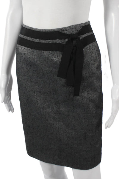 Escada Womens Gray Silk Mini Straight Pencil Skirt Zip Size 32