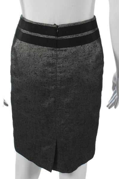 Escada Womens Gray Silk Mini Straight Pencil Skirt Zip Size 32