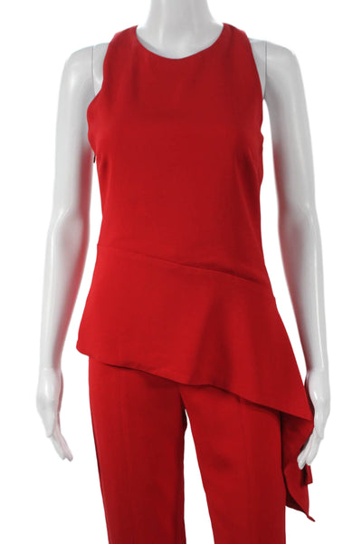 Cushnie Et Ochs Womens Asymmetrical Tank Top Split Pant Set Red Size 4/0