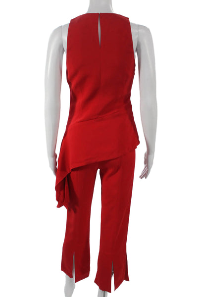 Cushnie Et Ochs Womens Asymmetrical Tank Top Split Pant Set Red Size 4/0