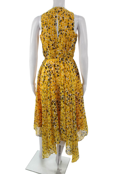 Derek Lam 10 Crosby Women A-Line Yellow V-Neck Sleeveless Viscose Dress Size 0