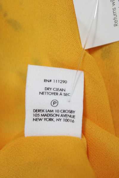 Derek Lam 10 Crosby Women A-Line Yellow V-Neck Sleeveless Viscose Dress Size 0