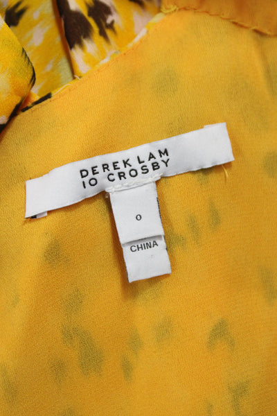 Derek Lam 10 Crosby Women A-Line Yellow V-Neck Sleeveless Viscose Dress Size 0