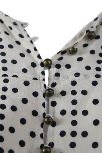 Figue Womens Mini Silk Polka Dot V-Neck Button Long Sleeve Knee Dress Size XS