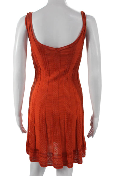 M Missoni Women A-Line Geometric V-Neck Sleeveless Orange Viscose Dress Size S