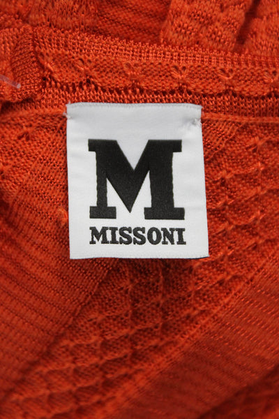M Missoni Women A-Line Geometric V-Neck Sleeveless Orange Viscose Dress Size S