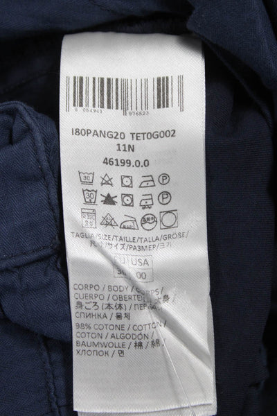 ELEVENTY Mens Blue Cotton Chino Pants Button Closure Size 00