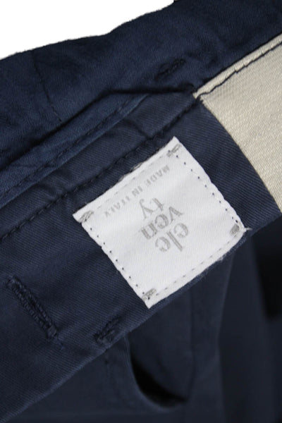 ELEVENTY Mens Blue Cotton Chino Pants Button Closure Size 00