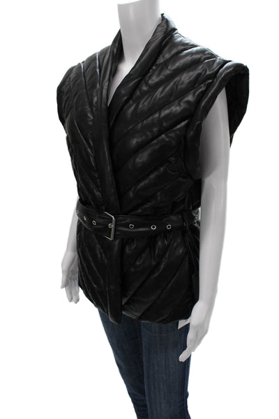Blank NYC Womens Quilted Black Buckle Vest Size M