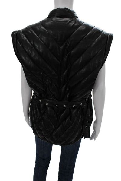 Blank NYC Womens Quilted Black Buckle Vest Size M