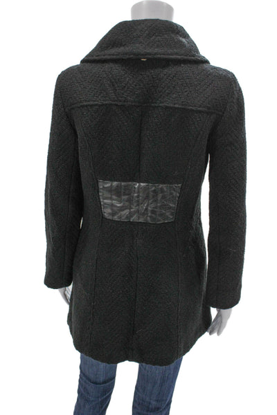 Mackage Womens Virgin Wool Herringbone Button Coat Long Sleeve Black Size PS