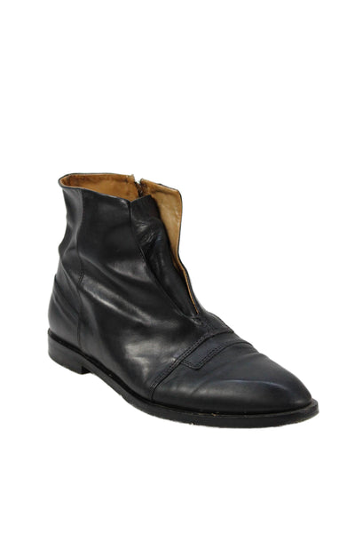 Alberto Fermani Women's Pointed Toe Leather Ankle Boots Black Size 7