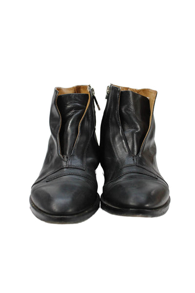 Alberto Fermani Women's Pointed Toe Leather Ankle Boots Black Size 7