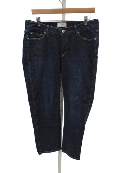 Sene Unisex Adults Straight Jeans Blue Cotton Blend High Rise Size 29