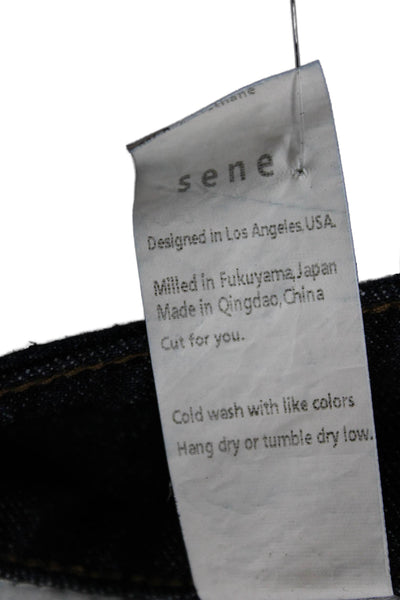 Sene Unisex Adults Straight Jeans Blue Cotton Blend High Rise Size 29