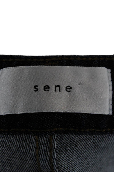 Sene Unisex Adults Straight Jeans Blue Cotton Blend High Rise Size 29