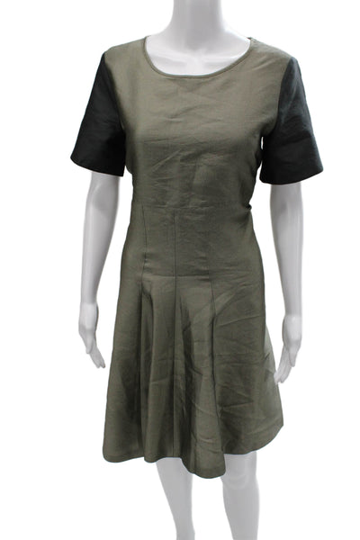 Ter Et Bantine Women A-Line Green Colorblock Knee-Length Dress Size 42