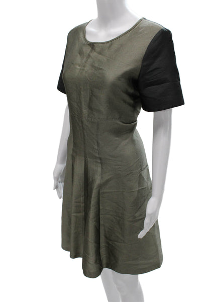 Ter Et Bantine Women A-Line Green Colorblock Knee-Length Dress Size 42