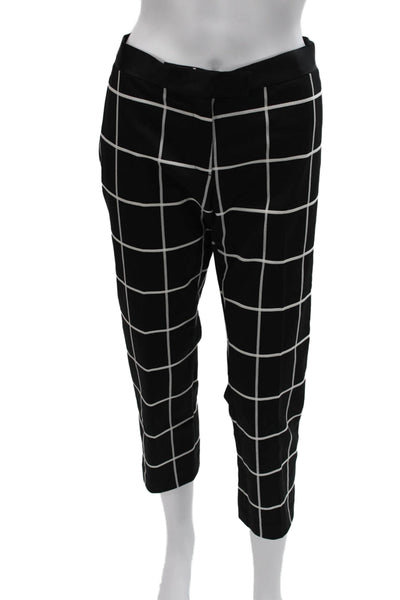 Joseph Womens Cropped Check Polyester Pants Black Size 40