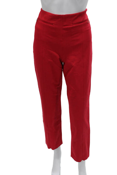 The Script Womens Ankle Pants Red Cotton Zip Size 8
